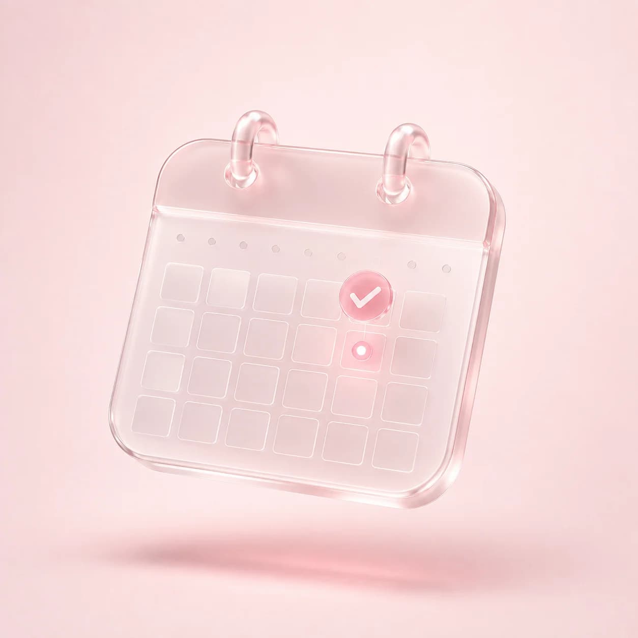 Glass calendar with a completed task